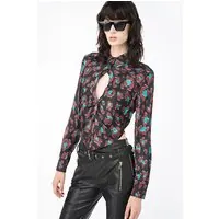PINKO Cybernella Shirt Black/light Green/burgundy Maat: 38 | Blouses Outlet | Dames | Zwart