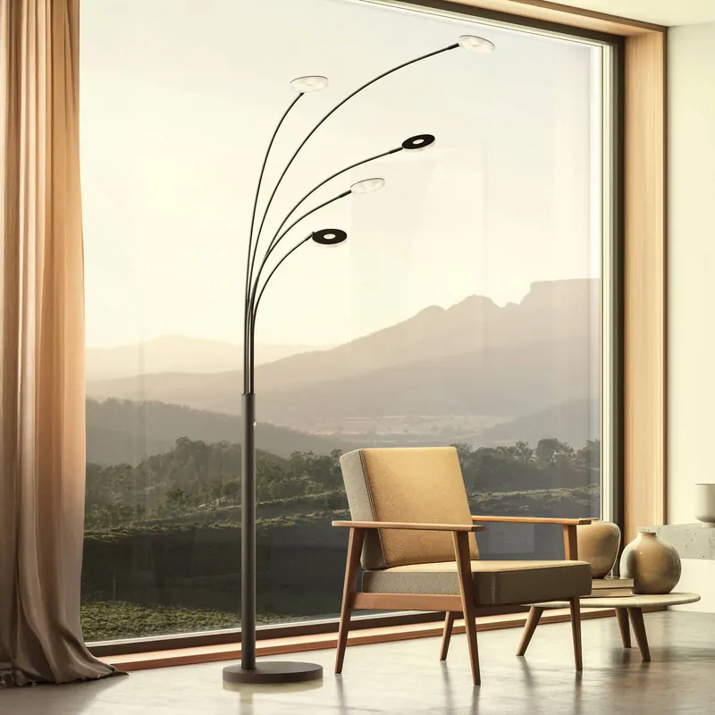 Lampa stojąca LED Dent, czarna, 225 cm, metal, CCT, 5-punktowa