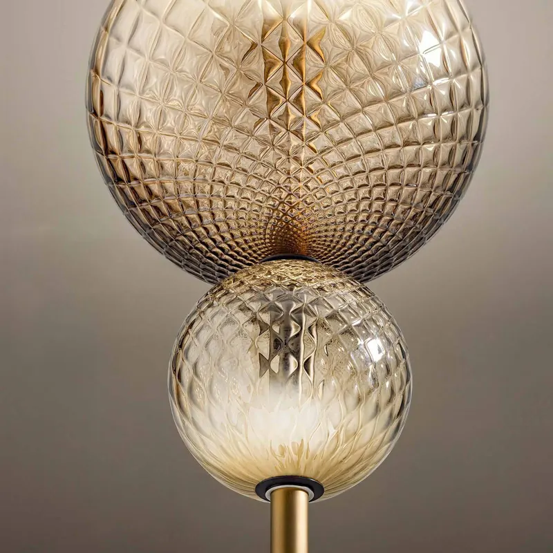 OLEV Lampa stojąca LED TERRA&LUNA, złota/bursztynowa, metal/szkło, 927