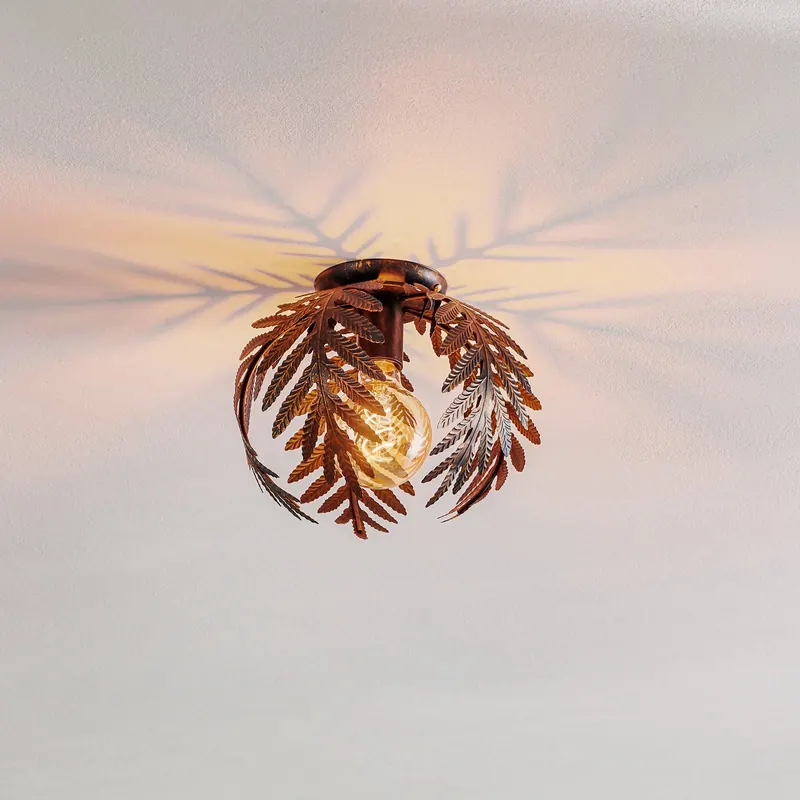 Lampa sufitowa Felce w kształcie paproci, brązowa, Ø 27 cm