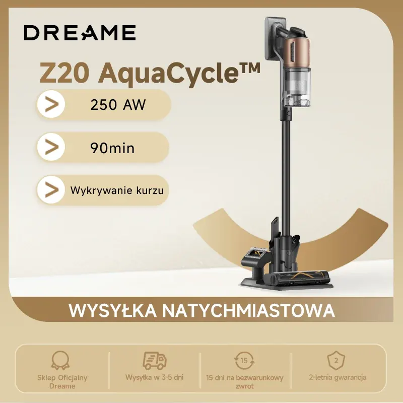 Nowoczesny bezprzewodowy odkurzacz pionowy DREAME Z20 AquaCycle