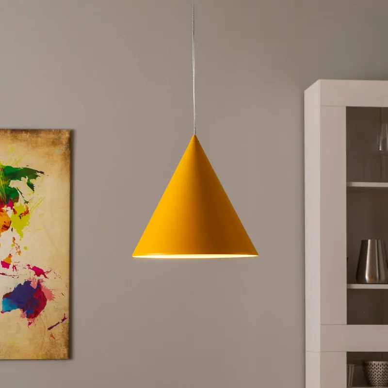 Lampa wisząca Cono, 1-punktowa, Ø 32 cm, żółta