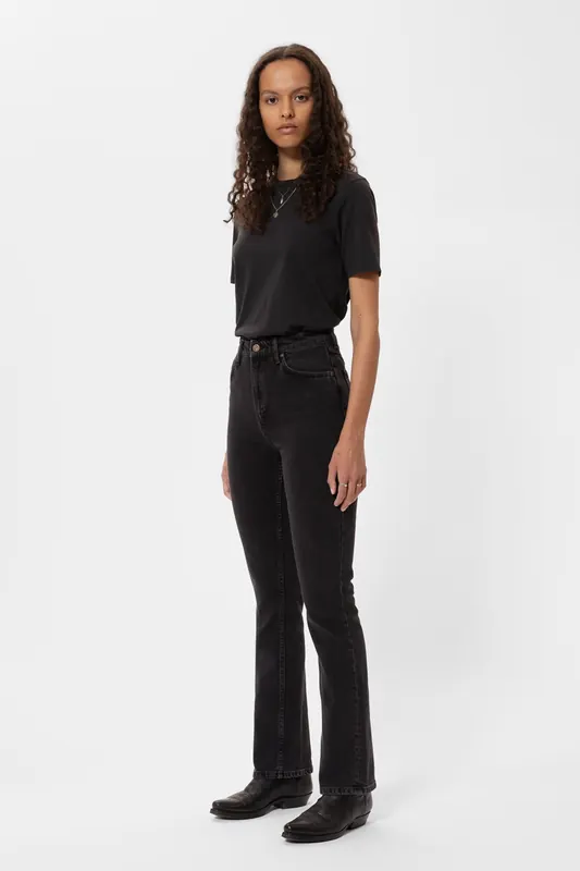 Nudie Jeans Rowdy Ruth Almost Black Maat: W24L32 | Flared Jeans Outlet | Dames | Zwart