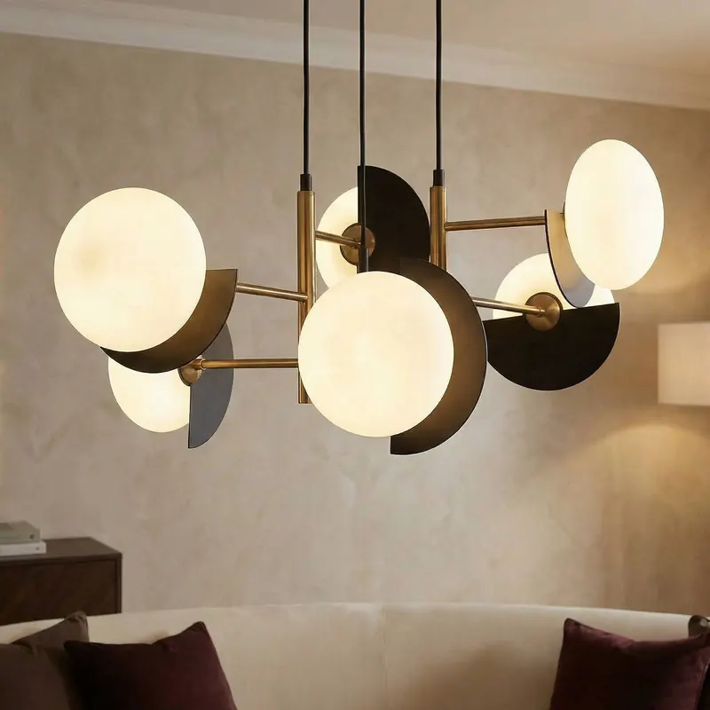 Lampa wisząca Darcy, czarny/brązowy, 6-punktowa