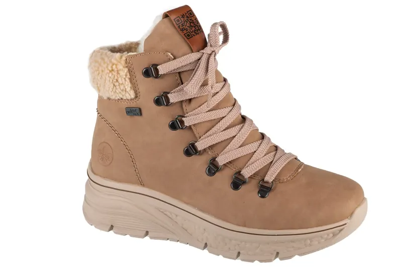 Rieker Booties 48034-20, Damskie, Brązowe, buty zimowe, nubuk, rozmiar: 38