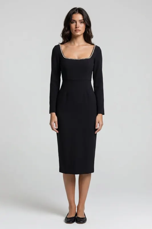 Odd Muse Pearl Midi Dress Black Maat: XL | Midi Jurken Outlet | Dames | Zwart