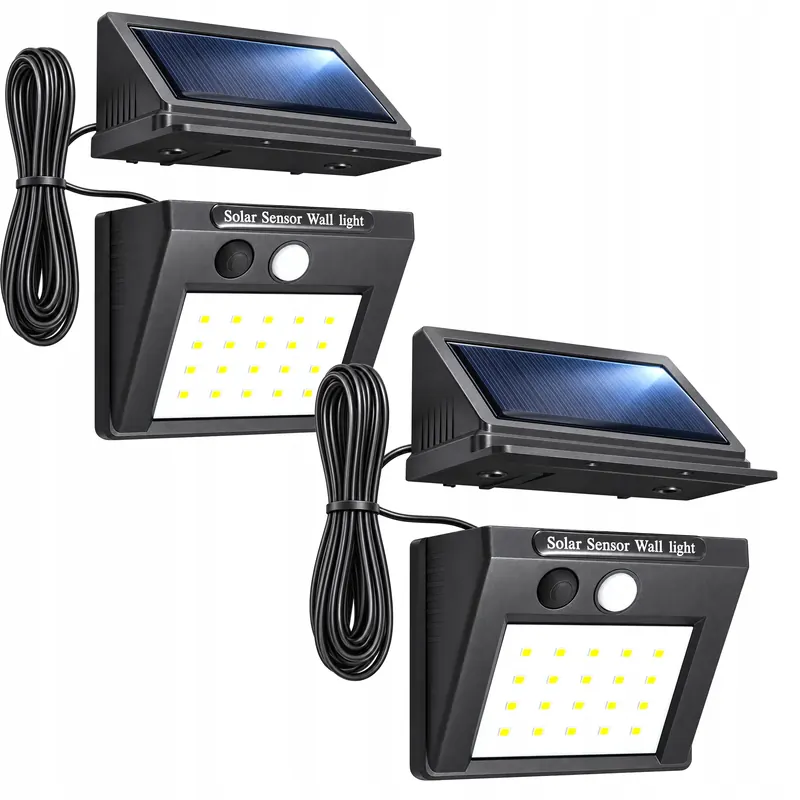 2x Lampa solarna uliczna Led ogrodowa Z Czujnikiem zewnętrzna elewacyjna