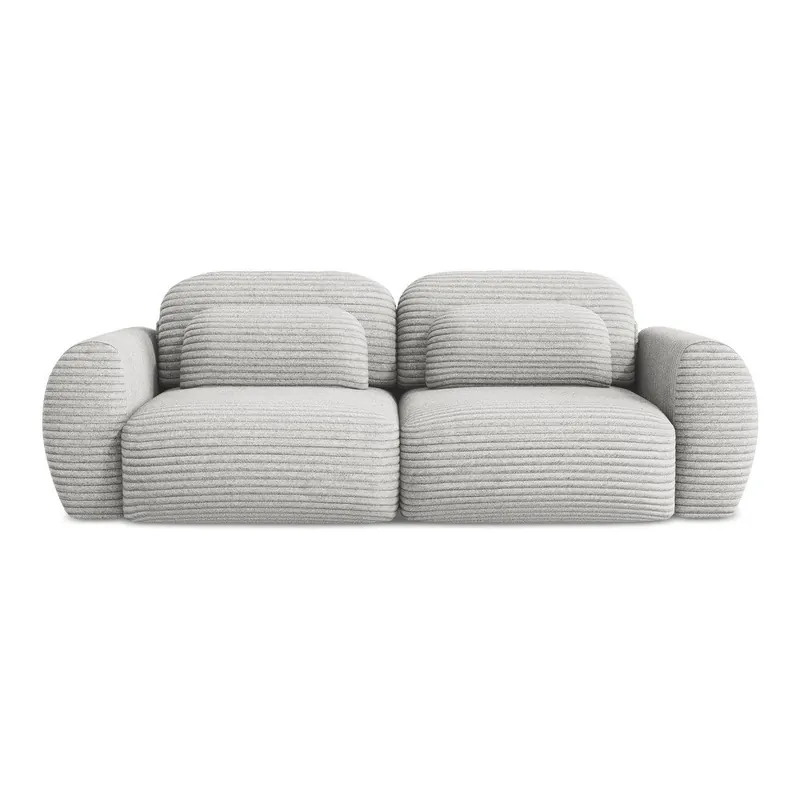 Jasnoszara sztruksowa rozkładana sofa ze schowkiem 266 cm Kini – Makamii