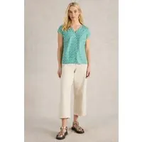 White Stuff Rae Organic Cotton Top Green Print Maat: 6 | Blouses Outlet | Dames | Groen