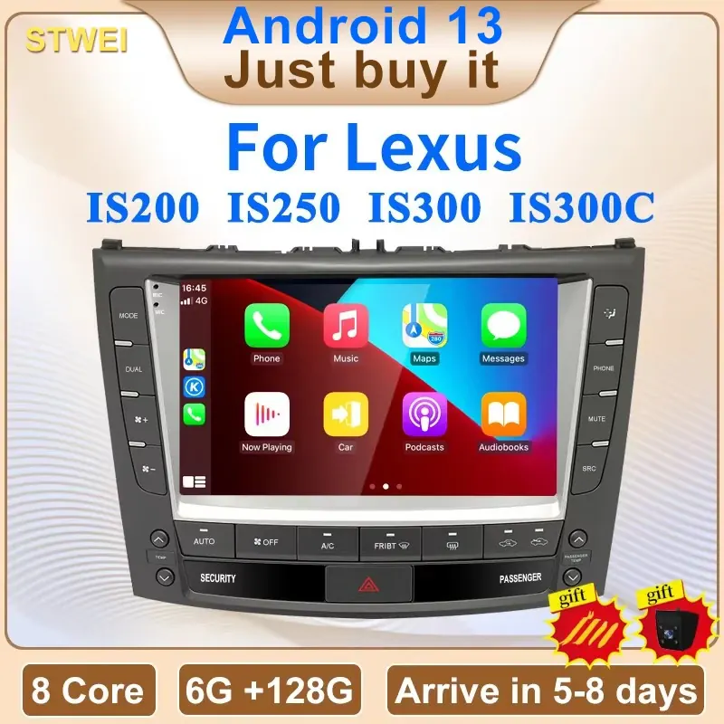 STWEI 9-calowy Inteligentny System Android Carplay Odtwarzacz Wideo Samochodowy Centralny Ekran Multimedialny Stereo Dla LEXUS IS200 IS250 IS300 IS300C