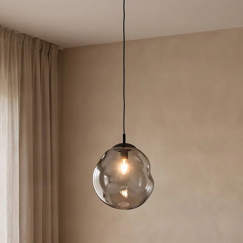 Lampa wisząca Sol, Ø 35 cm, czarny/dymny szary