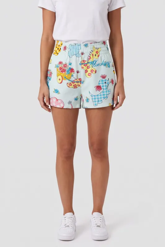 Moschino Calico Animals Fleece Shorts Blue Maat: 38 | Korte Broeken Outlet | Dames | Blauw