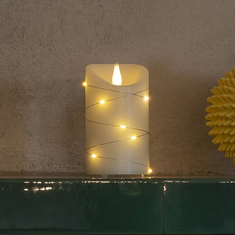 Świeca woskowa LED biała Barwa światła ciepła biel 17,8 cm