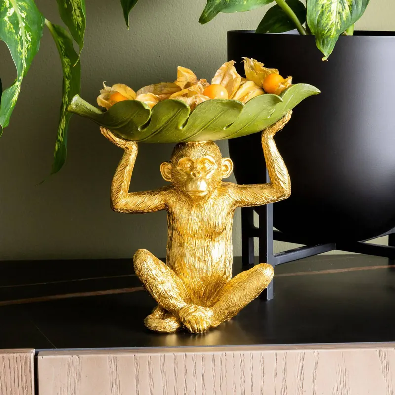 Miska dekoracyjna KARE Banana Leaf, złota/zielona, ręcznie malowana