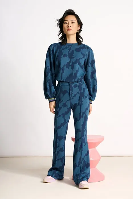 POM Amsterdam Pants - Swirl Horizon Blue Maat: 34 | Wijde Broeken Outlet | Dames | Blauw