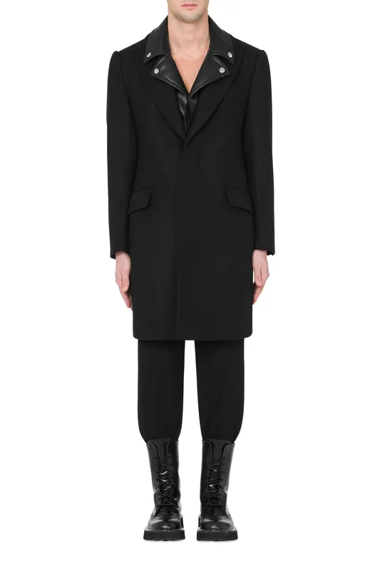 Moschino Biker Details Cloth Coat Black Maat: 46 | Single-Breasted Mantels Outlet | Heren | Zwart