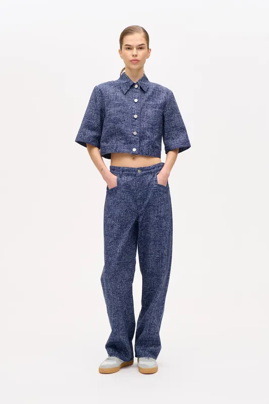 Baum und Pferdgarten Nara Jeans Printed Chunky Twill Maat: 38 | Wijde Broeken Outlet | Dames | Blauw
