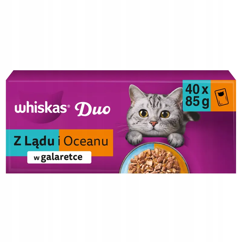 Whiskas Duo Adult Z Lądu i Oceanu mokra karma dla kota w galaretce 40 x 85g