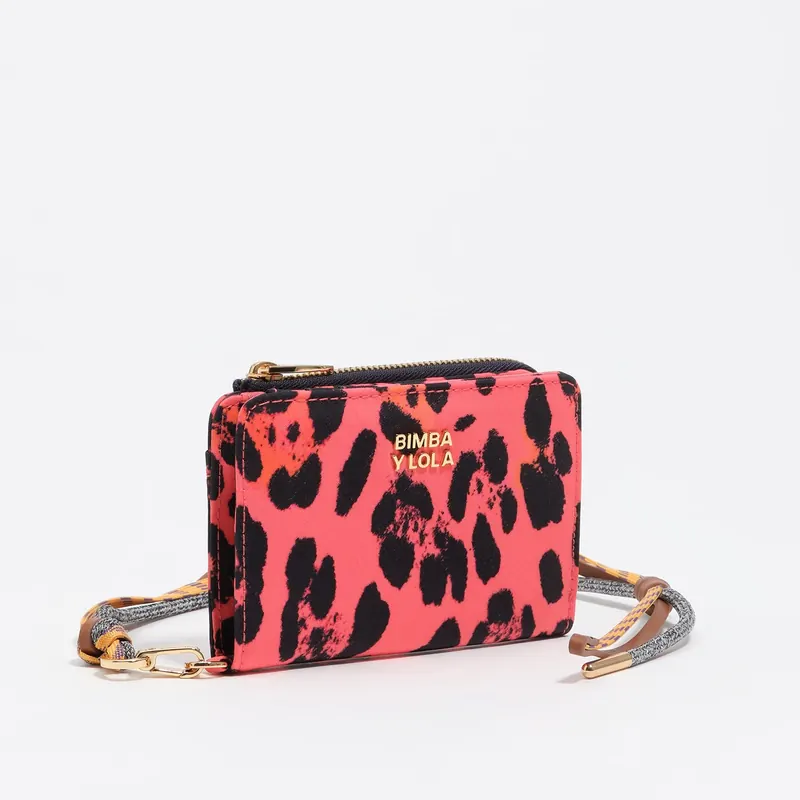 Portfel nylon Leopard neonowy róż