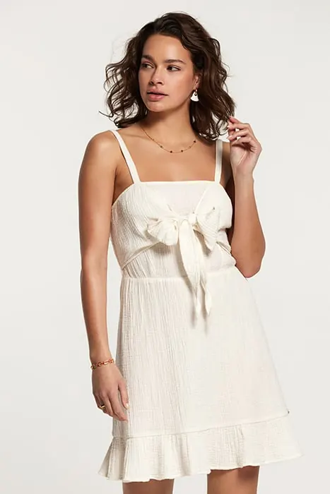 Shiwi Bora-bora Dress Mousseline Waffle Jet Stream White Maat: M | Mini Jurken Outlet | Dames | Ecru
