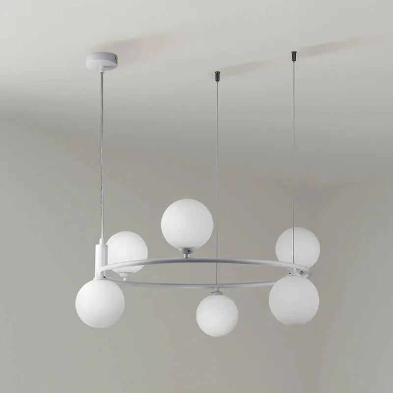 Lampa wisząca Ring, biały/biały, 6-punktowa, szklana Ø 58 cm