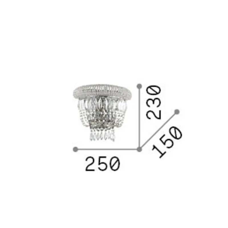 Lampa ścienna IDEAL LUX Dubai, chrom/przezroczysty, szerokość 25 cm, kryształ