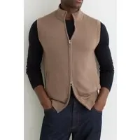 Reiss Sleeveless Zip Through Funnel Neck Merino Gilet Camel Brown Maat: S | Jassen Outlet | Heren | Bruin