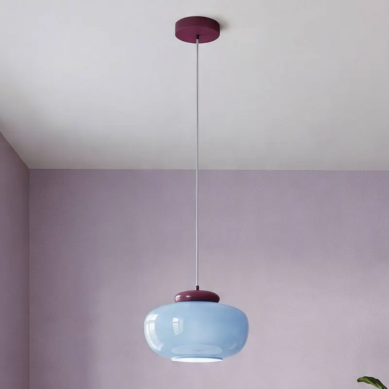 Żyrandol Berardelli, niebieska/morwa, Ø 30 cm, szkło, E27