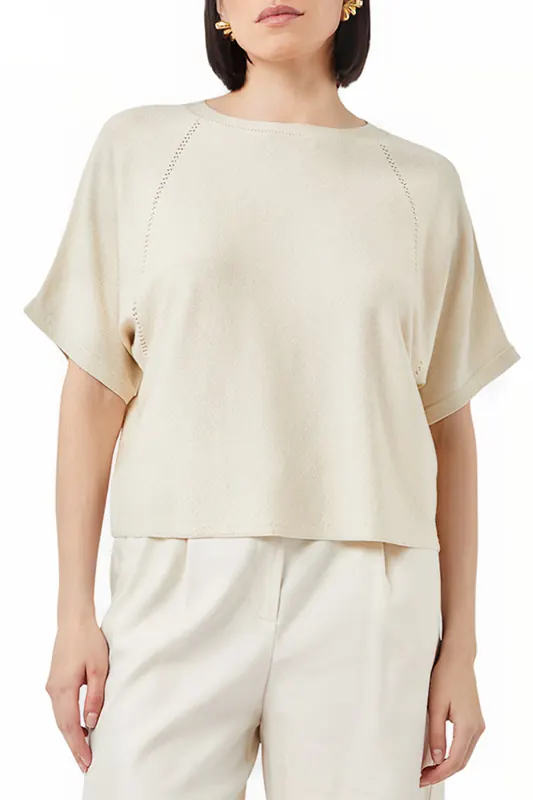 Comma Pullover Offwhite Maat: XL | Gebreide Truien Outlet | Dames | Beige