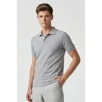 Arena Men's Poloshirt Solid Cotton Piquet Medium Grey Heather-whit Maat: S | Poloshirts Outlet | Heren | Grijs