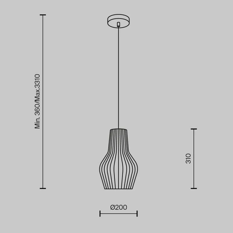 Lampa wisząca Maytoni Roots, Ø 20 cm, wysokość 31 cm, drewno/czarny