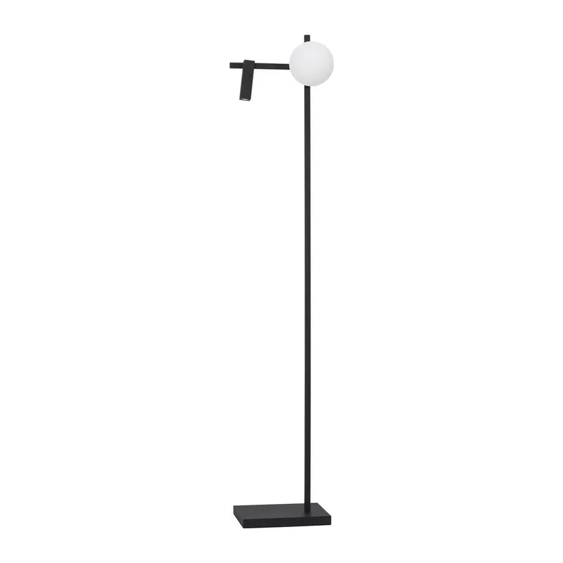 Biała/czarna metalowa lampa stojąca LED z elastyczną konstrukcją ze szklanym kloszem (wysokość 150 cm) Joline – Nova Luce
