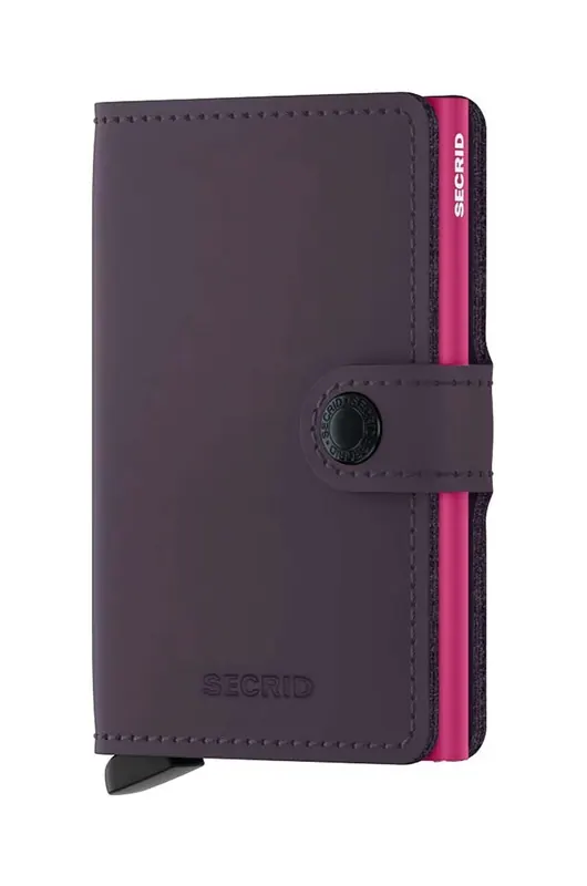Secrid portfel skórzany Miniwallet Matte Dark Purple-Fuchsia