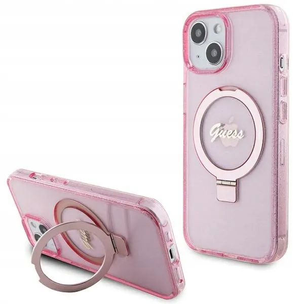 Guess etui iPhone 15 Plus/14 Plus 6,7'' Ring Stand MagSafe różowe