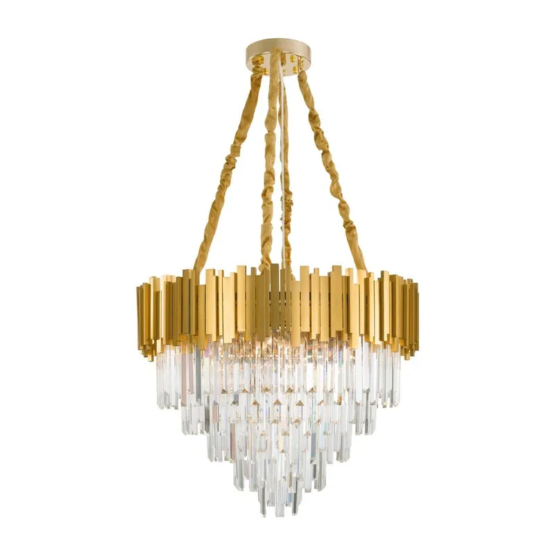 Metalowa lampa wisząca w kolorze złota z kryształowym kloszem ø 73 cm Grane – Nova Luce