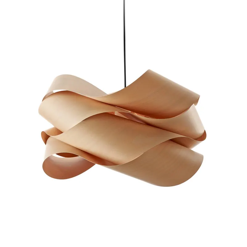 Żyrandol LZF, kolor buku/niklu, Ø 46 cm, drewno