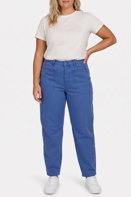 Summum Woman Cocoon Pants Vintage Comf Stretch Twill Royal Blue Maat: 44 | Cargobroeken Outlet | Dames | Blauw