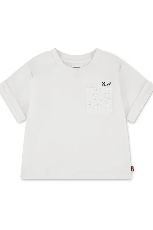 Levi's Girls Roll Cuff Meet And Greet Tee Bright White Maat: 12Y | Overhemden Outlet | kids | Wit