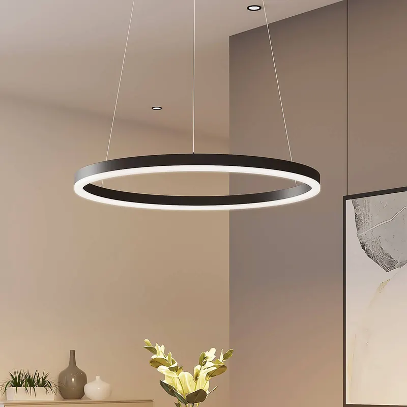 Żyrandol LED Arcchio Albiona, czarna, 1 pierścień, Ø 60 cm