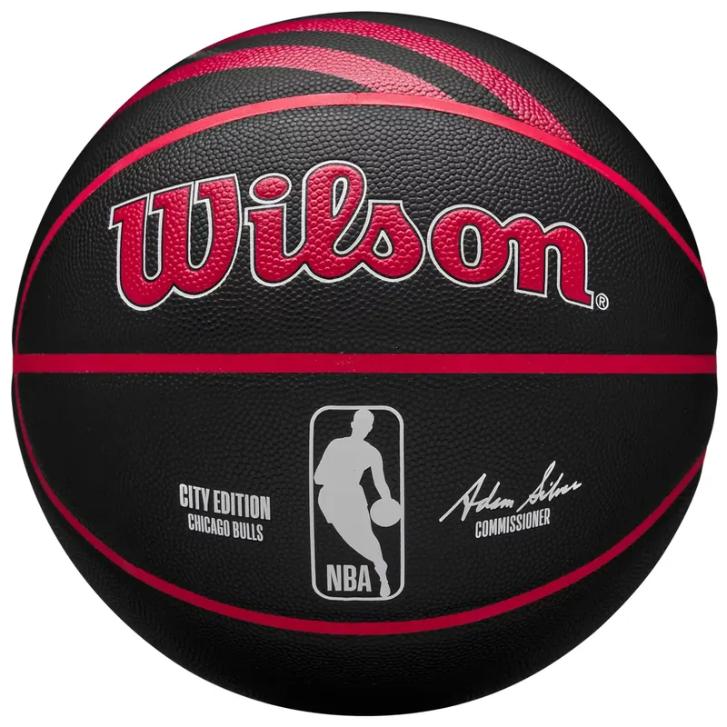 Wilson NBA Team City Collector Chicago Bulls In/Out Ball WZ4024105XB, Unisex, Czarne, piłki do koszykówki, Skóra kompozytowa, rozmiar: 7