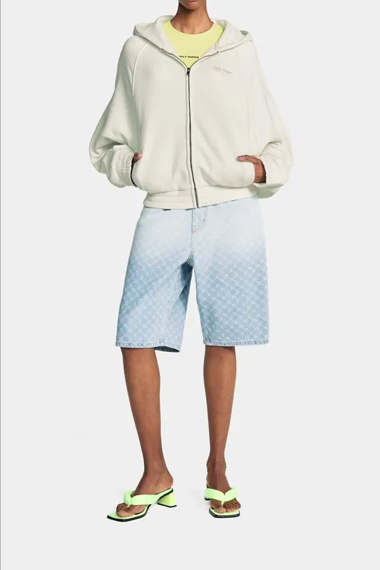 Daily Paper Njeri Oversized Zipper Hoodie Frost White Maat: XS | Lichte Jassen Outlet | Unisex | Wit