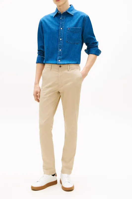 Tommy Hilfiger Bleecker Printed Straight Chino Sandalwood Maat: W32L34 | Chino's Outlet | Heren | Beige