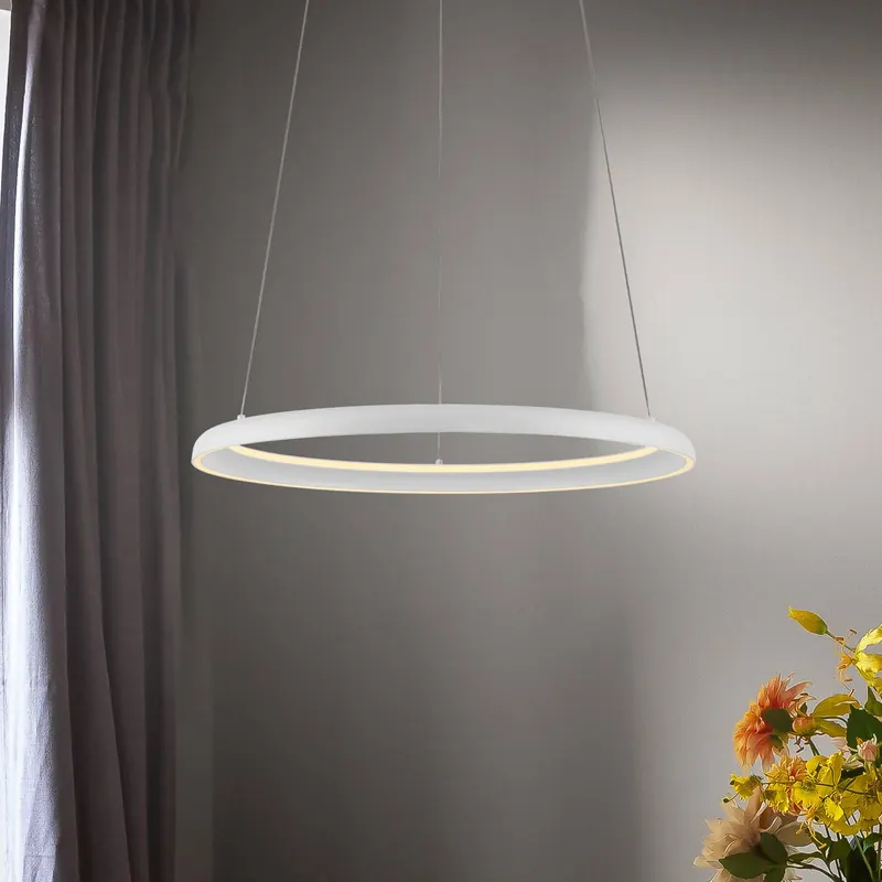 Żyrandol LED QUILLO, biały, Ø 60 cm, metalowy, z funkcją Switchdim