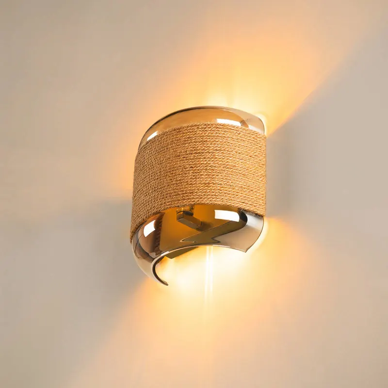 Lampa ścienna SLV Pantilo Rope brązowa/bursztynowa/złota Szkło Szerokość 20 cm