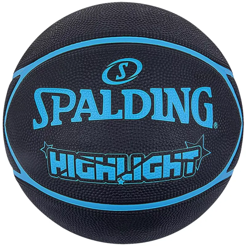 Spalding Highlight Ball 84356Z, Unisex, Czarne, piłki do koszykówki, Guma, rozmiar: 7