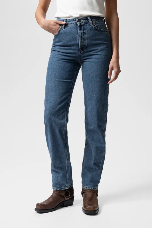 Nudie Jeans Lofty Lo Morning Mist Mid Indigo Maat: W27L34 | Jeans Outlet | Dames | Blauw