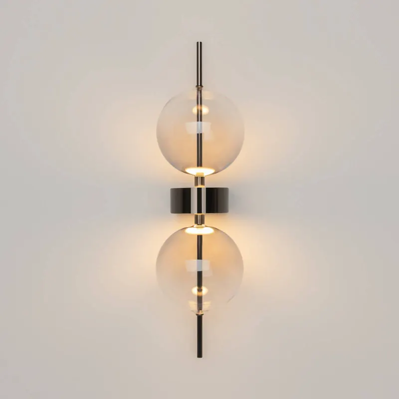 Kinkiet LED DOUBLE MOON, kolor dymnoszary, wysokość 43 cm, szkło