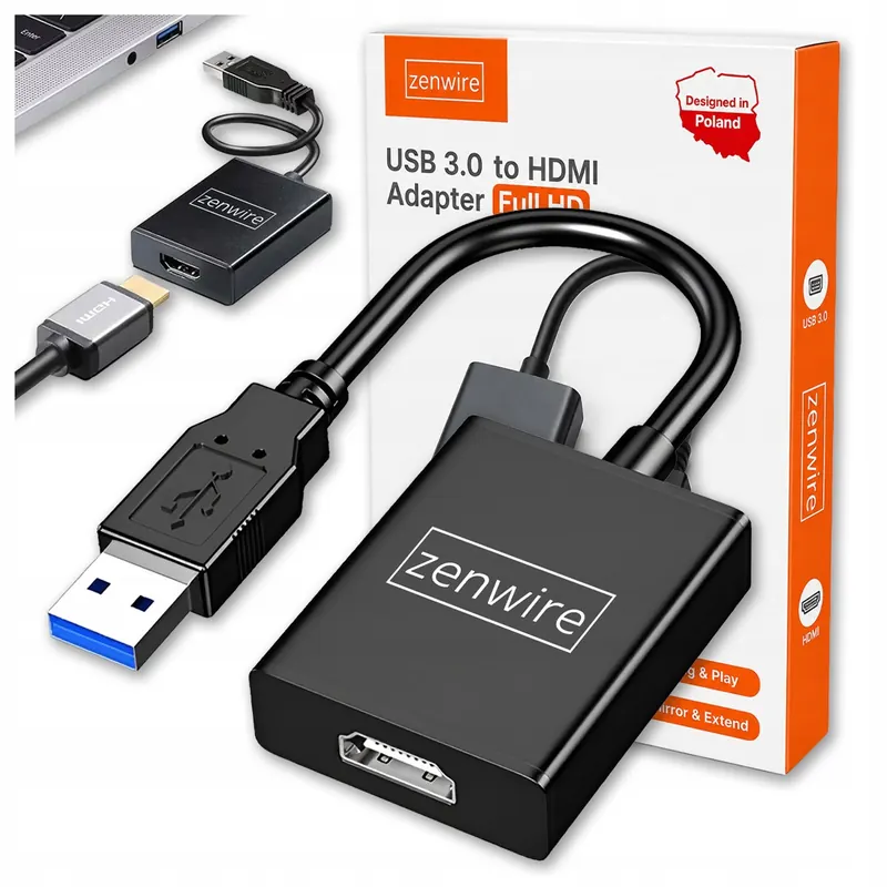 Adapter Konwerter Przejściówka Usb 3.0 Do Hdmi Full Hd Karta Graficzna