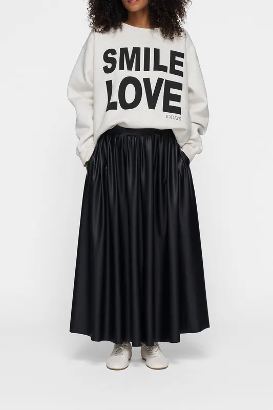 10DAYS Leatherlook Pleated Skirt Black Maat: L | Maxi Rokken Outlet | Dames | Zwart