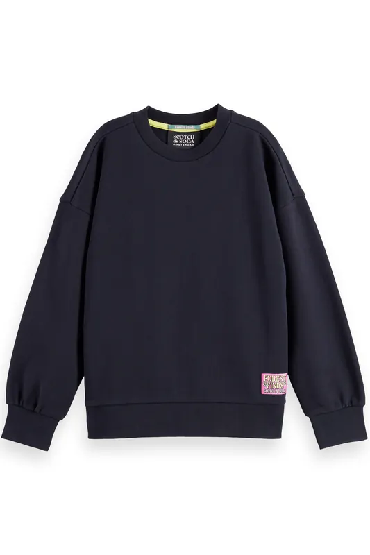 Scotch & Soda Girl Loose-fit Sweatshirt With Back Artwork Anthracite Maat: 4 | Truien Outlet | kids | Blauw